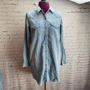 GAP Light Blue Denim Mini Shirt Dress
